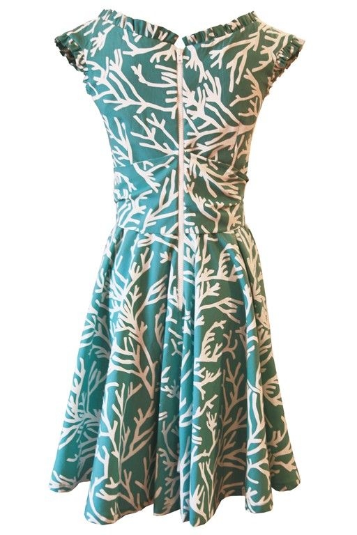 Vestido coral verde espalda